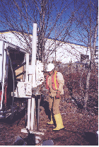 Pre-design investigations include soil sampling with a truck-mounted drill rig.